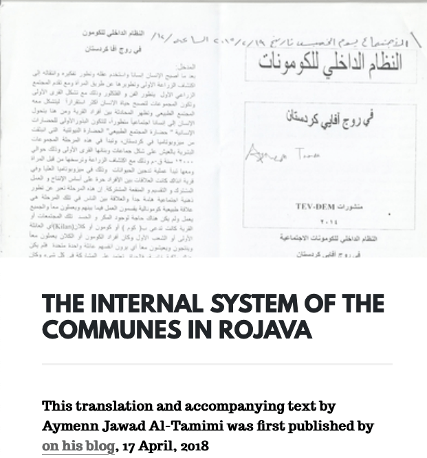 The Internal System of the Communes in Rojava
