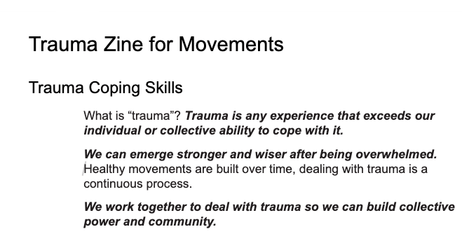 Trauma Zine for Movements